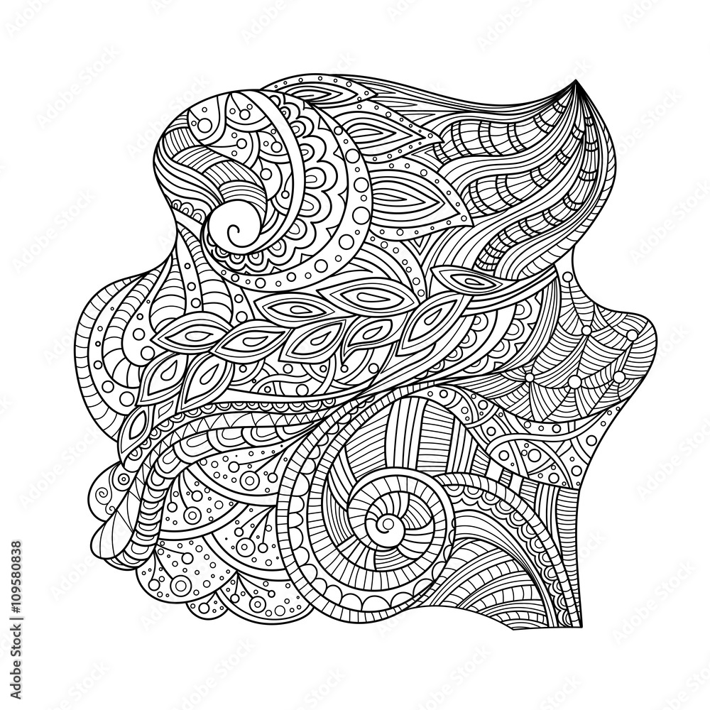 Fototapeta premium Hand-drawn design, black and white pattern in a zentangle style