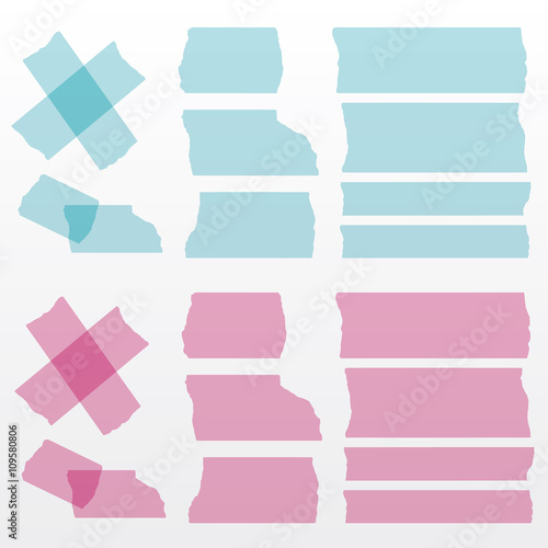Vector adhesive tapes set. Transparent - tape up object will be see. Eps 10 vector file.