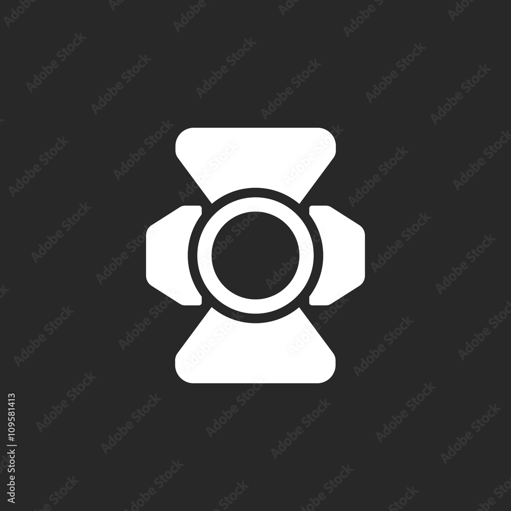 Fototapeta premium Movie floodlight sign simple icon on background