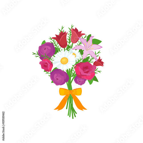 Vector illustraion bouquet of flowers greeting cart Happy Mothers Day