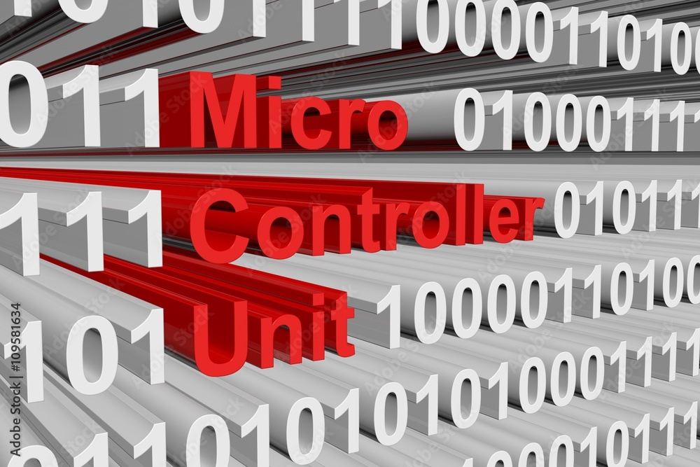 Micro Controller Unit in the form of binary code, 3D illustration