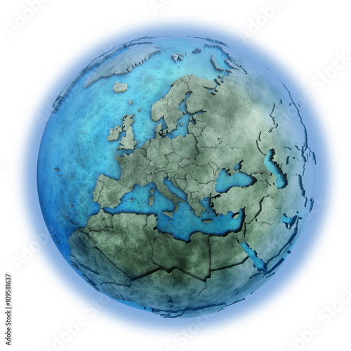 Europe on marble planet Earth