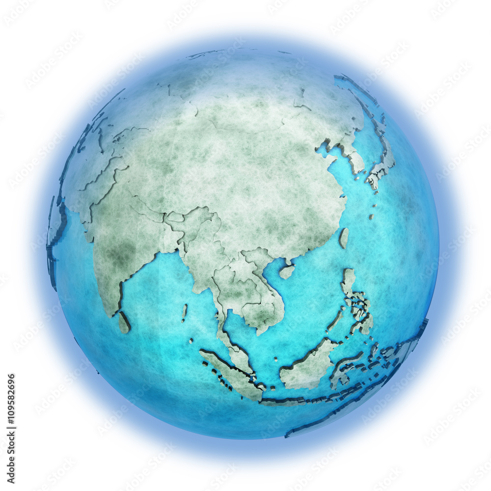 Fototapeta premium Southeast Asia on marble planet Earth