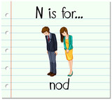 Flashcard letter N is for nod