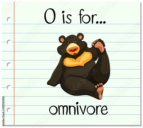 Flashcard letter O is for omnivore