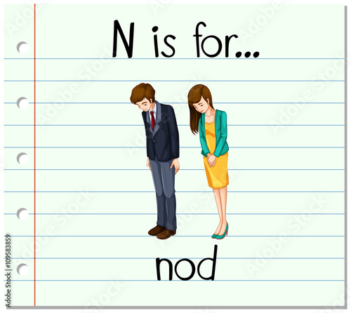 Flashcard letter N is for nod