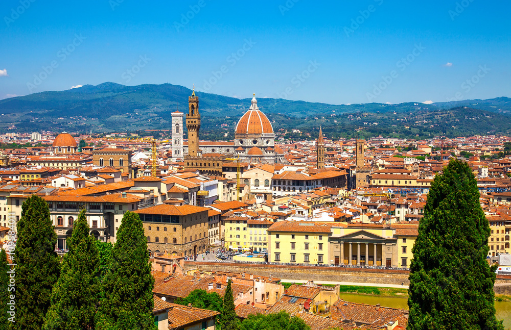 Beautiful view of historical part of the city of Florence, Italy