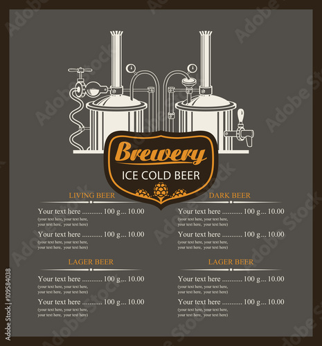 beer brewery menu list with a price