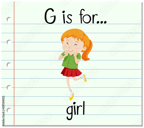 Flashcard letter G is for girl