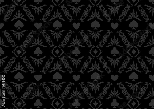 Luxury casino gambling poker background pattern with card symbols