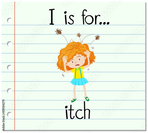 Flashcard alphabet I is for itch photo