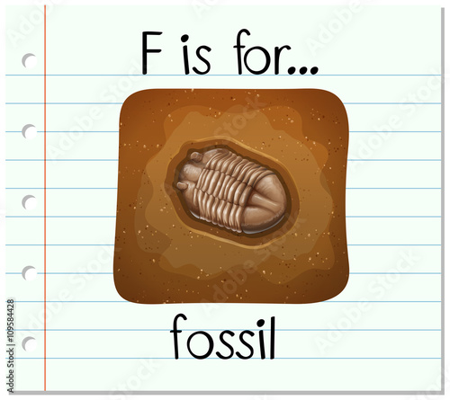 Flashcard alphabet F is for fossil