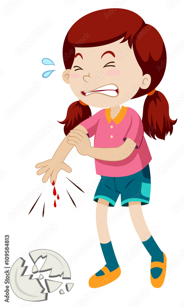 Little girl cut her finger Little girl cut her finger