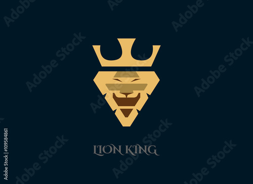 Fototapeta Naklejka Na Ścianę i Meble -  Lion logo design template. Lion face shield crown vector logotype.