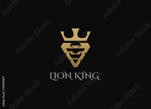 Fototapeta Naklejka Na Ścianę i Meble -  Lion logo design template. Lion face shield crown vector logotype.