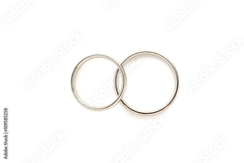 Silver wedding rings isolated on a white