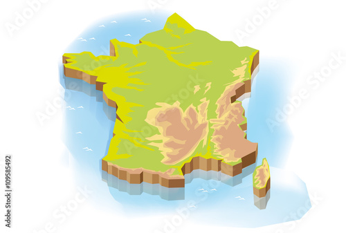 CARTE DE FRANCE - Relief - vecteur