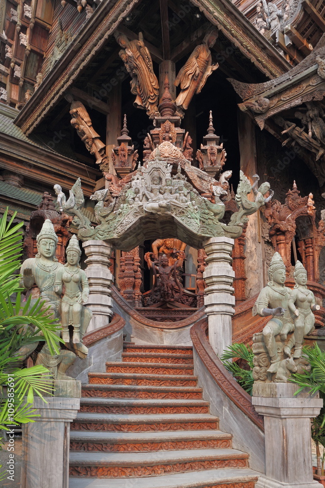 Wooden steps of the temple