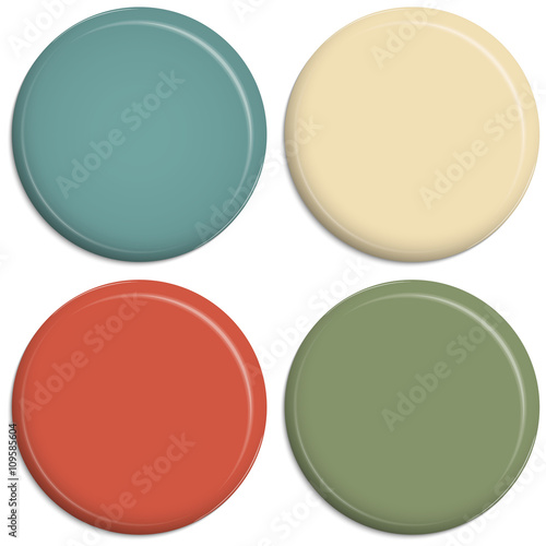 four colored magnetic buttons
