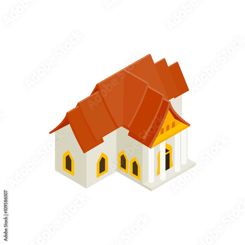 Thai traditional house icon, isometric 3d style