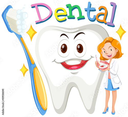 Female dentist with clean tooth