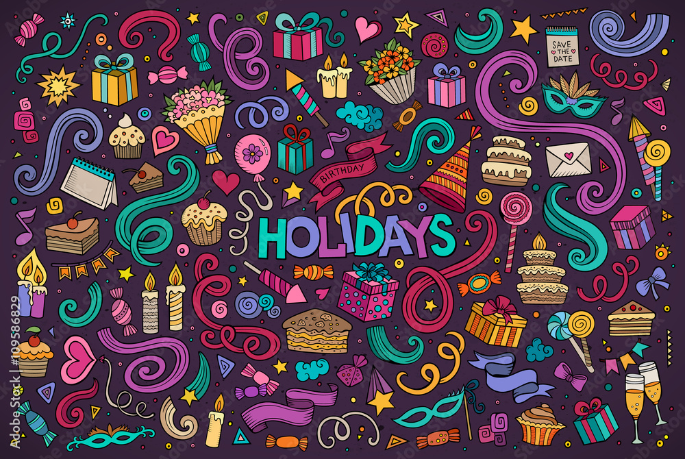 Obraz premium Colorful set of holidays object