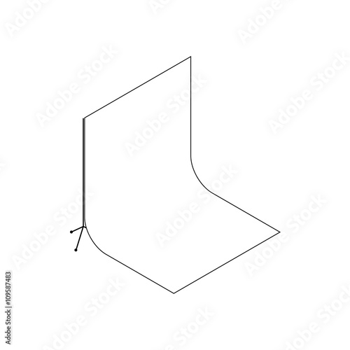 White studio backdrop icon, isometric 3d style