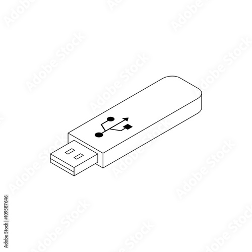 USB flash drive icon, isometric 3d style