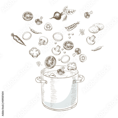 Sketch vegetable soup 