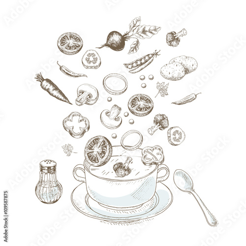 Sketch vegetable soup 