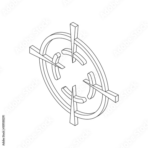 Crosshair reticle icon, isometric 3d style