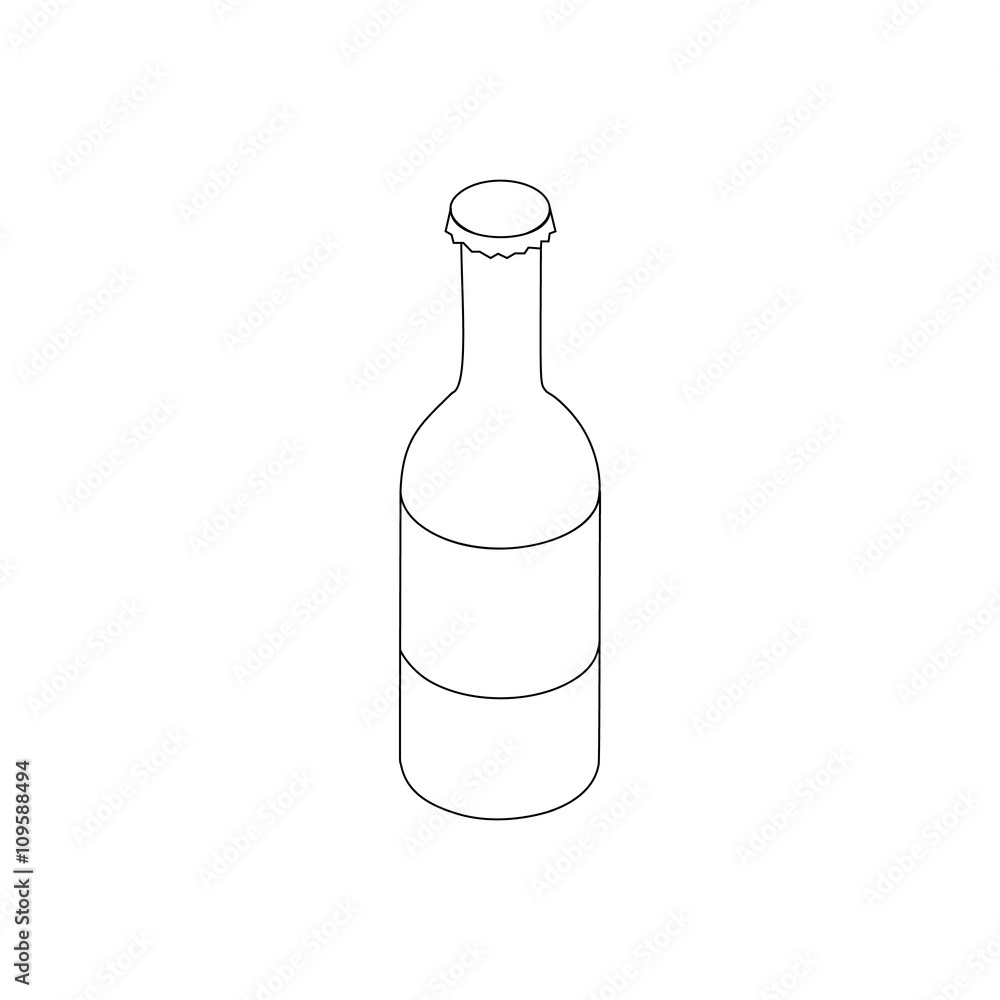 Beer bottle icon, isometric 3d style Beer bottle icon, isometric 3d style