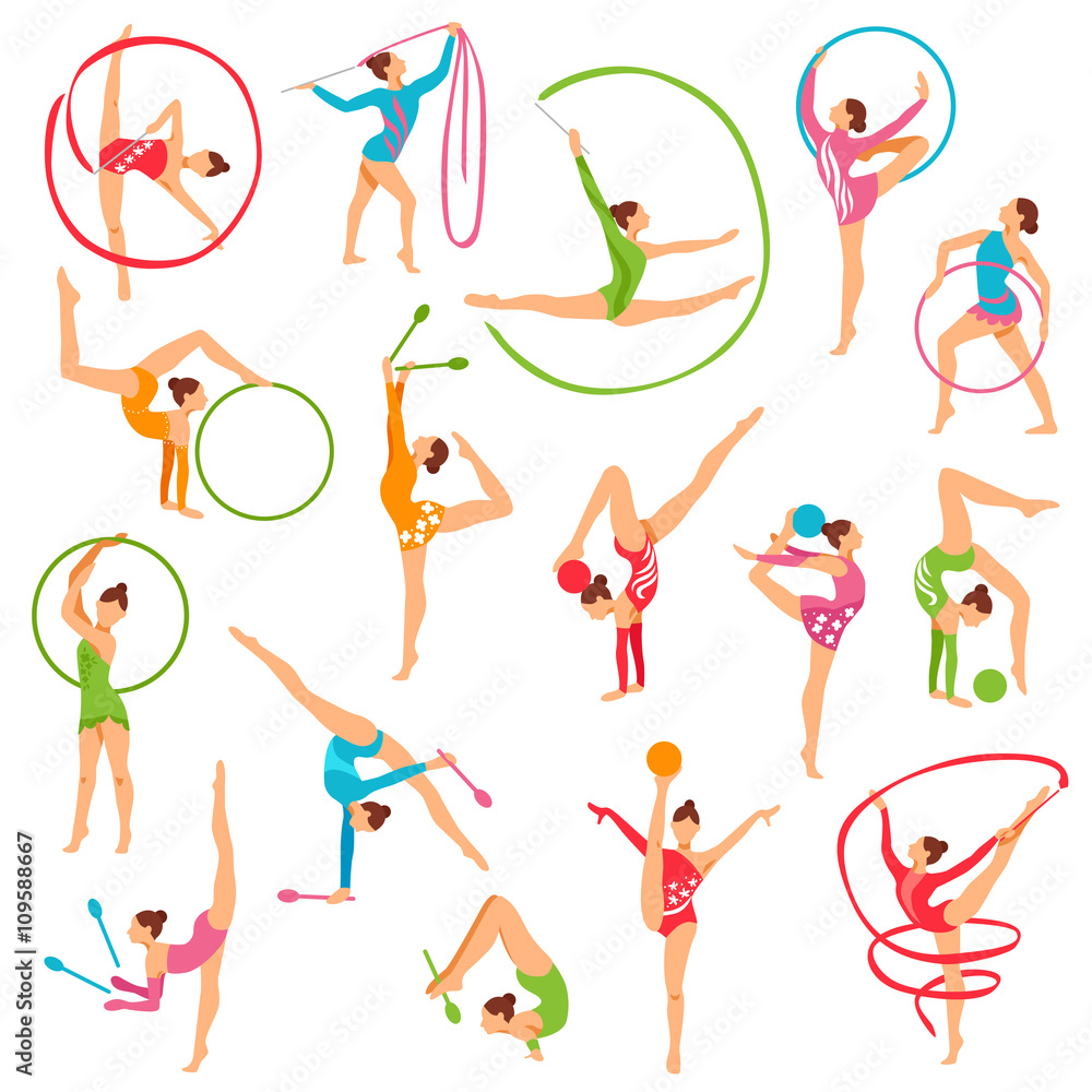 Set Of Color Gymnast Girl Figures Set Of Color Gymnast Girl Figures