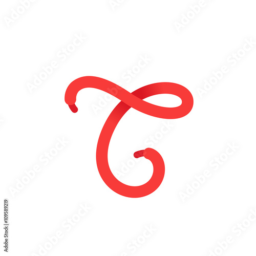 T letter logo formed by shoe lace.