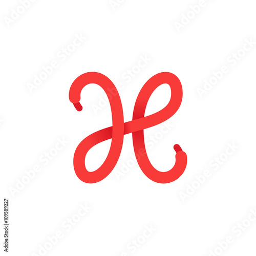 H letter logo formed by shoe lace.