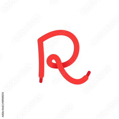 R letter logo formed by shoe lace.