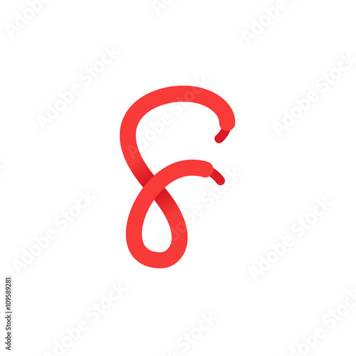 F letter logo formed by shoe lace.