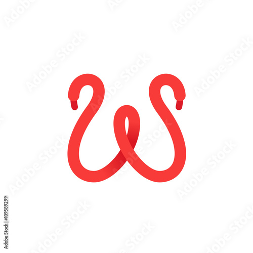 W letter logo formed by shoe lace.