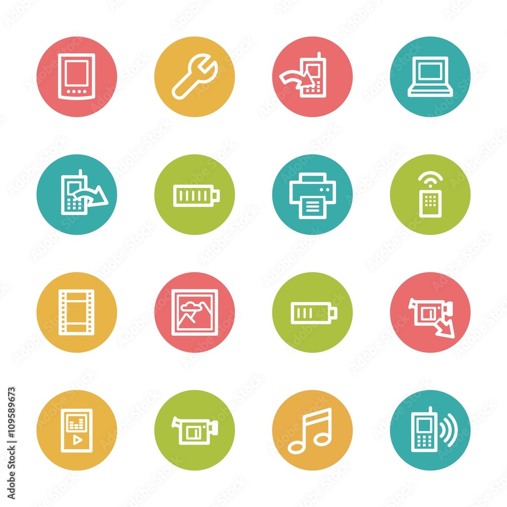 Mobile content web icons set Mobile content web icons set