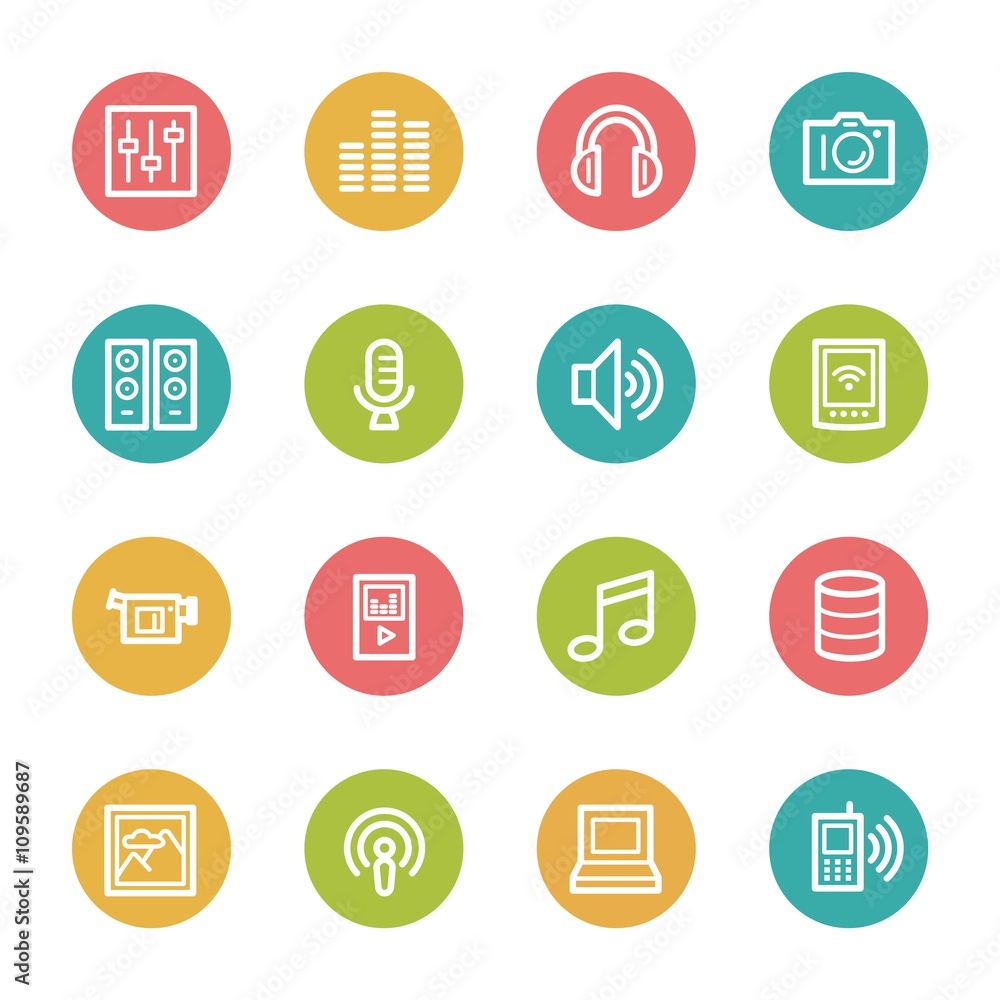 Media Web Icons Set Media Web Icons Set