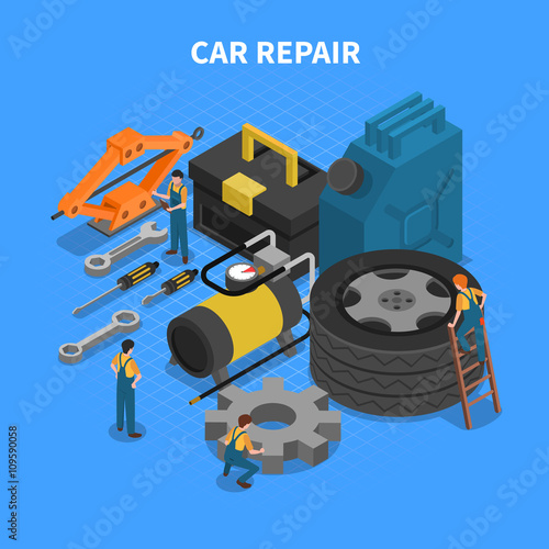 Car Repair Tools Isometric Concept