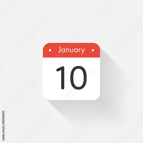 Free Download Calendar Icon with long shadow. Flat style. Date,day and month. Reminder. Vector illustration. Organizer application, app symbol. Ui. User interface sign. January.10 - GFXLoad