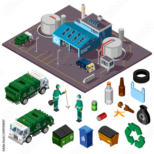 Recycling Center Isometric Design Concept