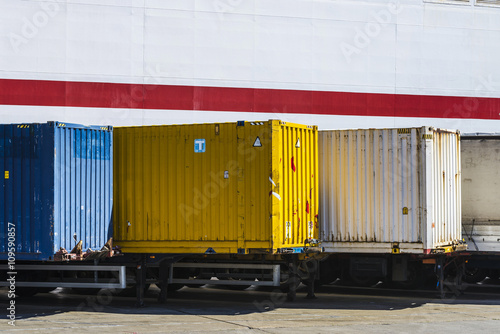 Containers parked in a row