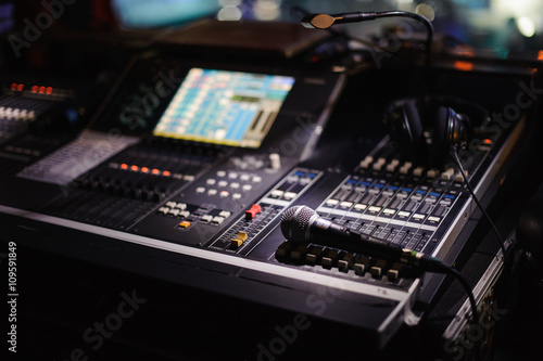 Working sound panel on background of the stage