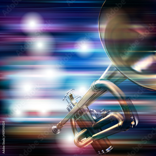 abstract grunge background with trumpet