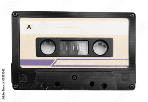 Old audio cassette  isolated on white