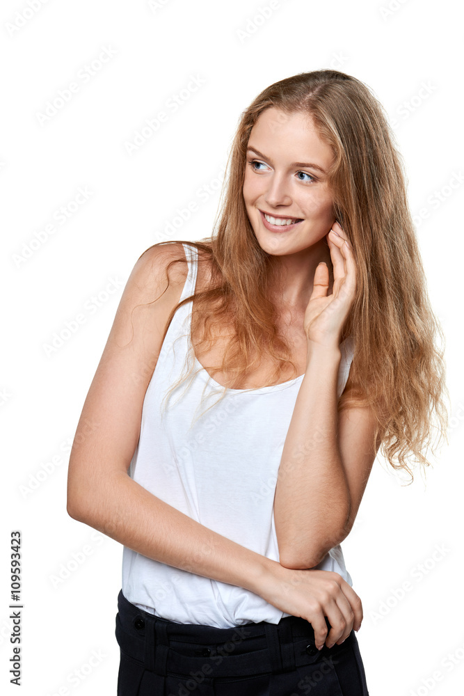 Portrait of young cheerful smiling woman Portrait of young cheerful smiling woman