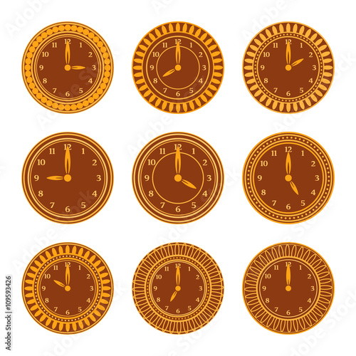 Colorful amber clocks set