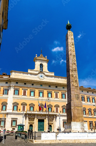 The Obelisk and the Palace of Montecitorio in Rome photo